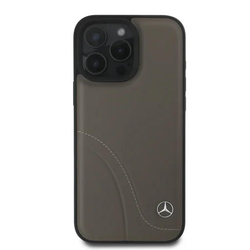 Mercedes Ívelt Varrások Bőr Tok iPhone 16 Pro-hoz Barna - 3