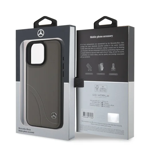 Mercedes Ívelt Varrások Bőr Tok iPhone 16 Pro-hoz Barna - 7