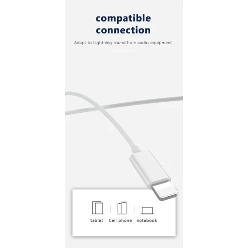 JELLICO vezetékes fülhallgató EP3A Lightning mikrofonnal 1.2M Fehér - 3