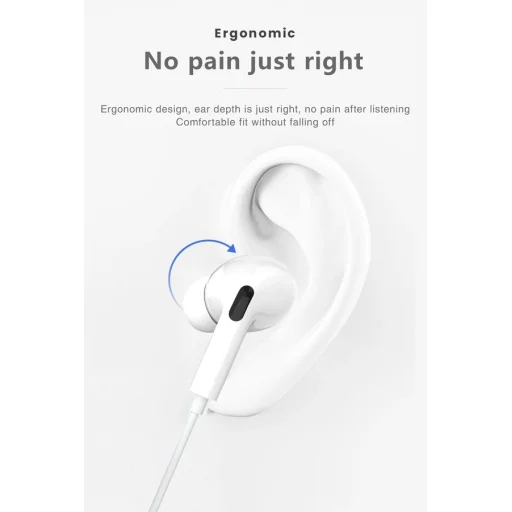 JELLICO vezetékes fülhallgató EP3A Lightning mikrofonnal 1.2M Fehér - 4