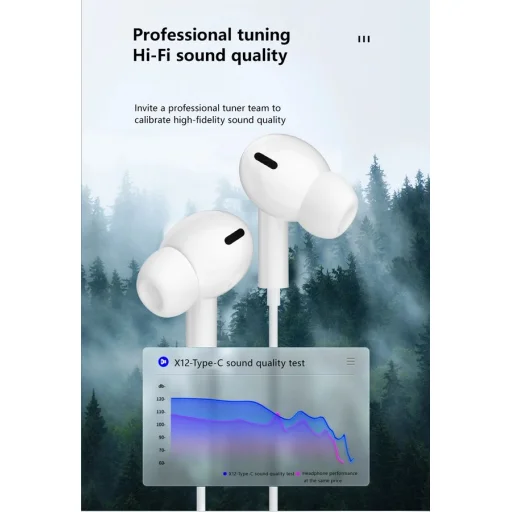 JELLICO vezetékes fülhallgatók EP3A USB-C mikrofonnal 1.2M Fehér - 4