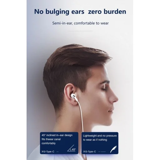 JELLICO vezetékes fülhallgatók EP3A USB-C mikrofonnal 1.2M Fehér - 5