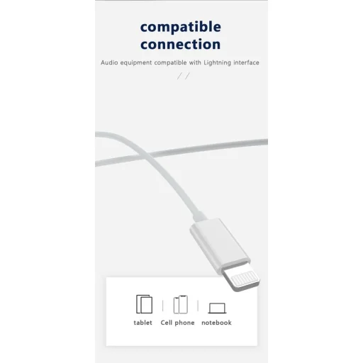 JELLICO vezetékes fülhallgatók EP2A Lightning mikrofonnal 1.2M fehér - 3