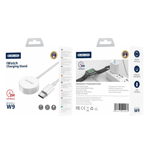 JELLICO kábel W9 USB-C - Apple Watch 3W 1M Fehér - 1