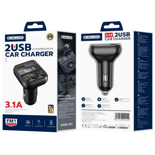 JELLICO FM transmitter FM1 2xUSB 3.1A Fekete - 5