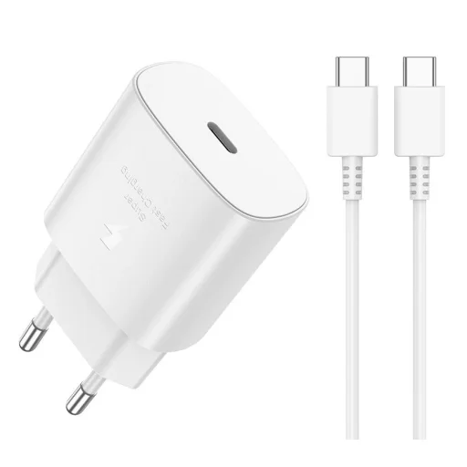 JELLICO fali töltő EU25 PD 25W 1xUSB-C + kábel USB-C - USB-C Fehér - 1