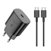 JELLICO fali töltő EU25 PD 25W 1xUSB-C + kábel USB-C - USB-C Fekete