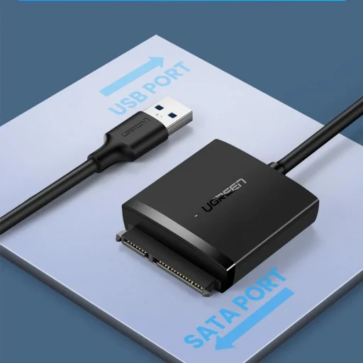 Ugreen USB3.0 adapter 2.5'' / 3.5'' SATA merevlemezhez fekete (CM257) - 5