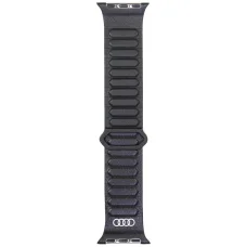 Audi Logós Valódi Bőr Mágneses Gyűrű Szíj Apple Watch 40 / 41 / 42 mm - Fekete