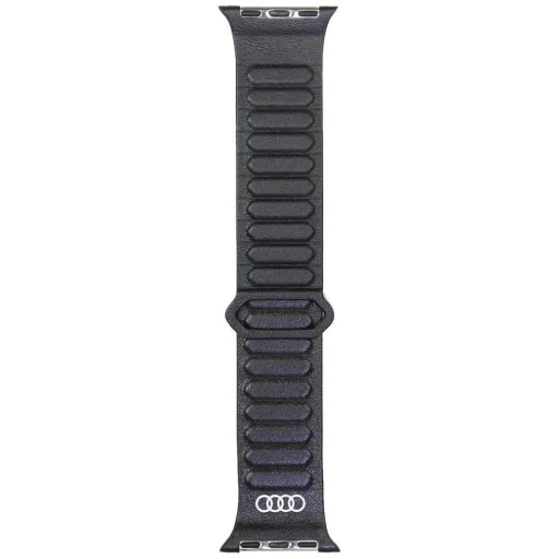 Audi Logós Valódi Bőr Mágneses Gyűrű Szíj Apple Watch 40 / 41 / 42 mm - Fekete - 1