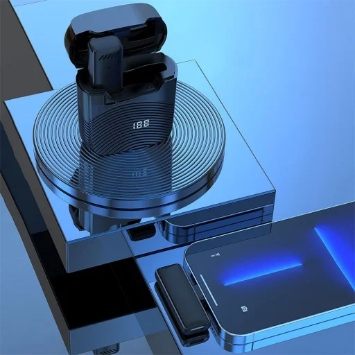 Vezeték nélküli lavalier mikrofon Type C töltőtokkal S11 fekete - 2