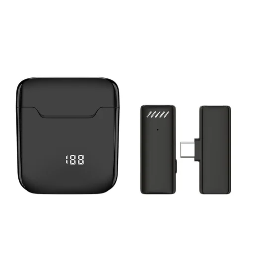 Vezeték nélküli lavalier mikrofon Type C töltőtokkal S11 fekete - 6