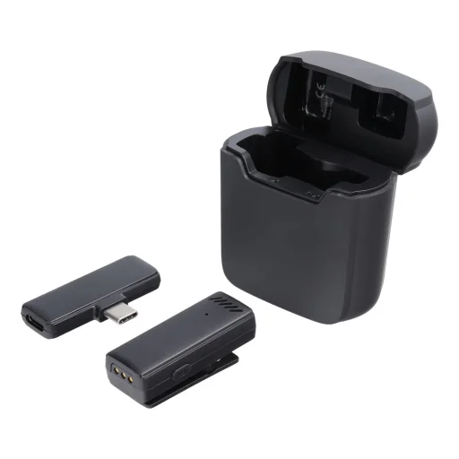 Vezeték nélküli lavalier mikrofon Type C töltőtokkal S11 fekete - 1