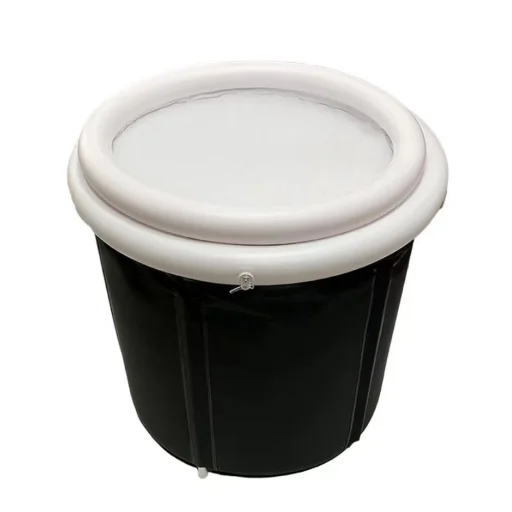 Összehajtható hordozható felfújható kád 75 x 75 cm fekete - 3