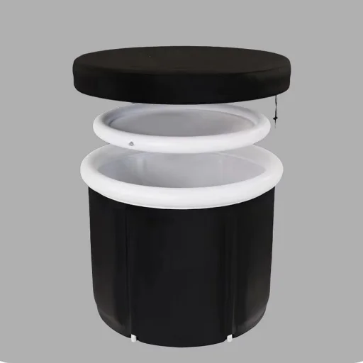 Összecsukható hordozható felfújható kád 80 x 79 cm fekete - 2