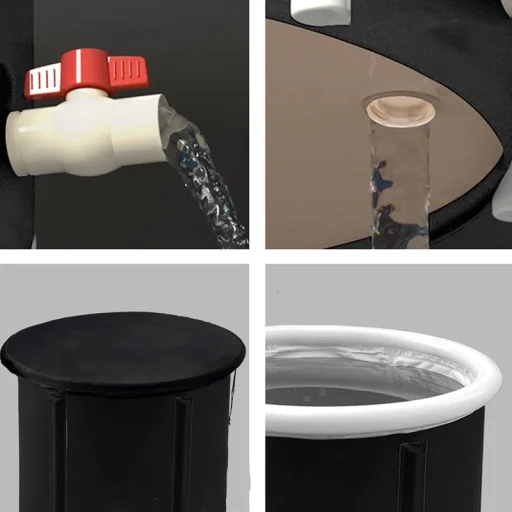 Összecsukható hordozható felfújható kád 80 x 79 cm fekete - 7