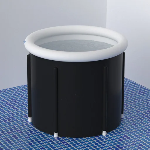 Összecsukható hordozható felfújható kád 80 x 79 cm fekete - 8