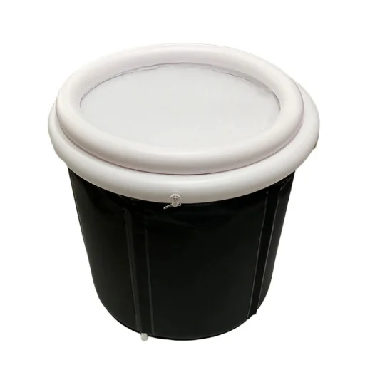 Összecsukható hordozható felfújható fürdőkád 75 x 80 cm fekete - 1