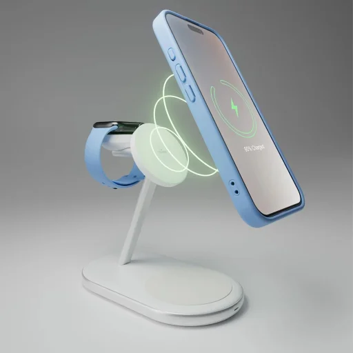 Puro Mag Station Qi2 3 az 1-ben Vezeték Nélküli Töltő MagSafe kompatibilis - Fehér - 7