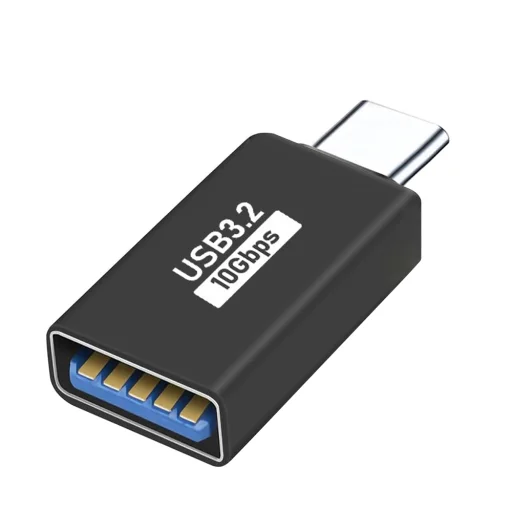 Techsuit - OTG Adapter AluCoreX (A14) - USB-ről Type-C-re, 10 Gbps, Plug and Play, Alumínium ötvözet, Gyors adatátvitel - Fekete - 3