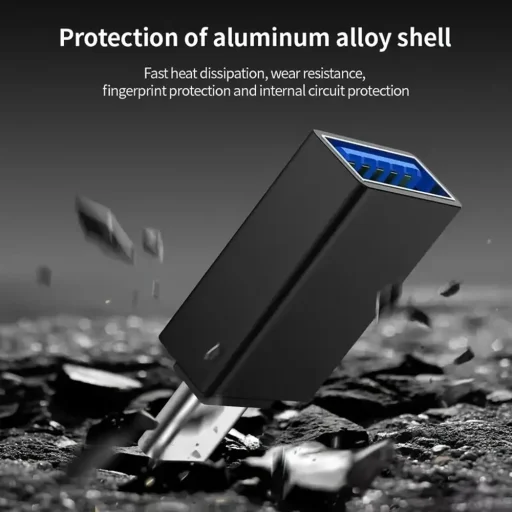 Techsuit - OTG Adapter AluCoreX (A14) - USB-ről Type-C-re, 10 Gbps, Plug and Play, Alumínium ötvözet, Gyors adatátvitel - Fekete - 4