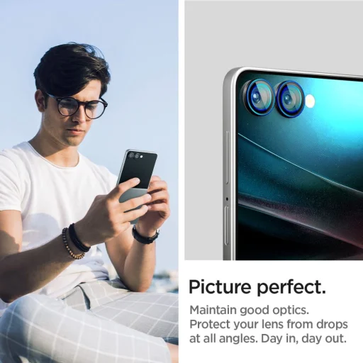  Samsung Galaxy Z Flip 7 fekete üvegfólia Spigen Optik Pro Hd Glas.tr ”Ez Fit” kamera védő 2 csomag - 8