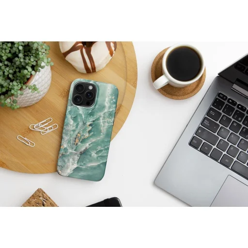 FORCELL F-PROTECT Mirage, Military Drop-Tested tok MagSafe kompatibilitással, IPHONE 15 PRO, zöld márvány - 13