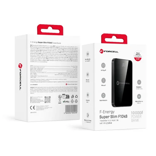 FORCELL F-ENERGY F10K8 Extra tenká powerbanka kompatibilná s MagSafe PD3.0 QC4.0 15W 10000 mAh čierna - 11