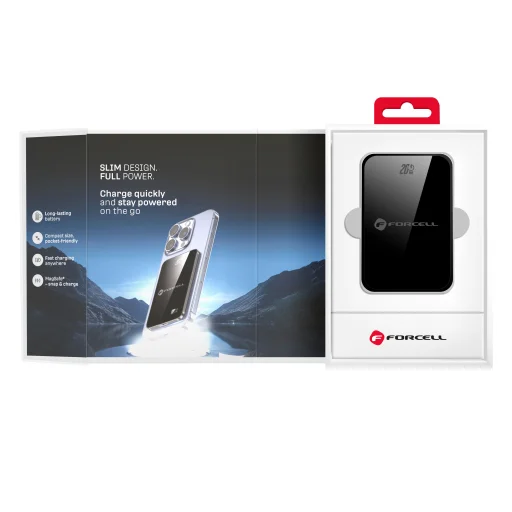 FORCELL F-ENERGY F10K8 Extra Vékony powerbank MagSafe PD3.0 QC4.0 kompatibilis 15W 10000 mAh fekete - 9