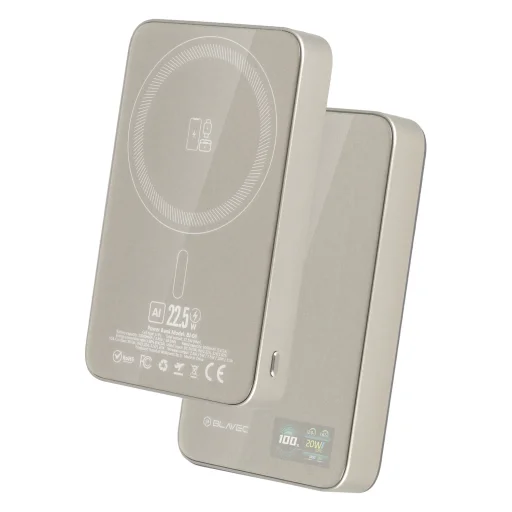 Blavec Hordozható Töltő 10000mAh BJ-04 Vékony 13,5mm - C típusú - 22,5W mágneses Magsafe 3 az 1-ben (PBBJ04-MC10GD) arany - 2