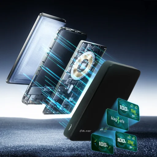 Blavec Power Bank 10000mAh BJ-04 Slim 13,5mm - Type C - 22,5W mágneses Magsafe 3 az 1-ben (PBBJ04-MC10B) fekete - 4