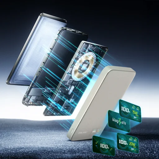 Blavec Power Bank 5000mAh BJ-04 Ultra Slim 7,8mm - Type C - 22,5W mágneses Magsafe 3 az 1-ben (PBBJ04-MC5GD) arany - 4