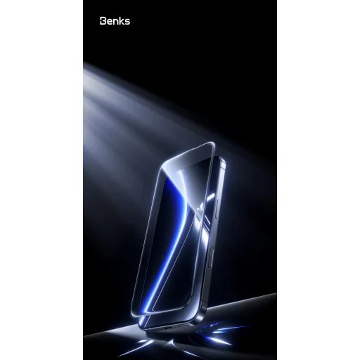 Benks edzett üveg Glass Warrior zafír bevonattal (LS65) iPhone 16 Pro Max fekete (vékony él) üvegfólia - 6