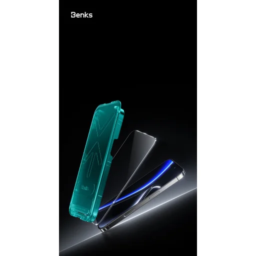 Benks edzett üveg Glass Warrior zafír bevonattal (LS65) iPhone 16 Pro Max fekete (vékony él) üvegfólia - 11