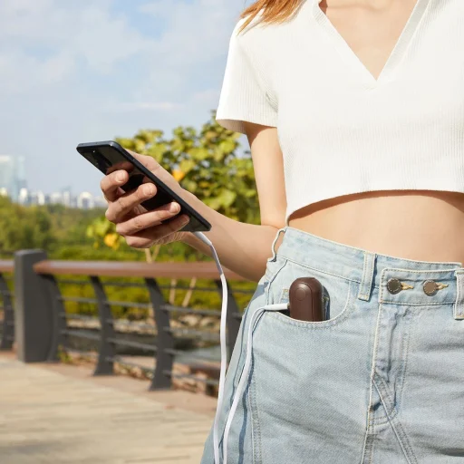 Jisulife Kézi Ventilátor Life8 Plus Hordozható USB Ventilátor Power Bankkal és Zseblámpával - Barna - 6