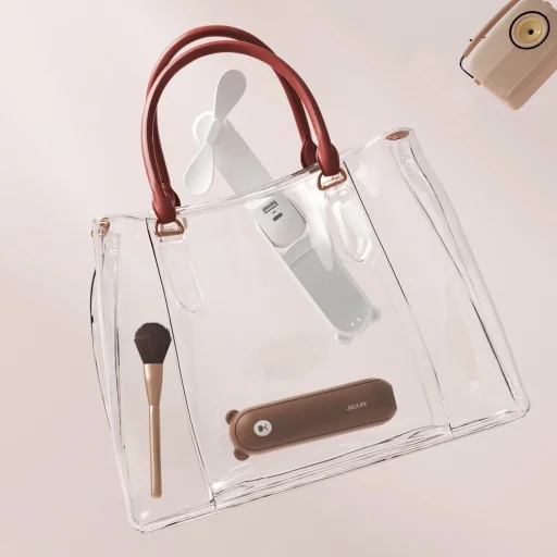 Jisulife Kézi Ventilátor Life8 Plus Hordozható USB Ventilátor Power Bankkal és Zseblámpával - Barna - 3