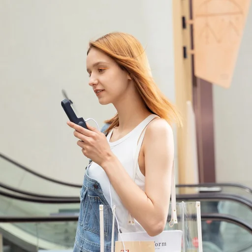 Jisulife Kézi Ventilátor Life8 Mini Hordozható USB Ventilátor Power Bankkal és Zseblámpával - Kék - 7