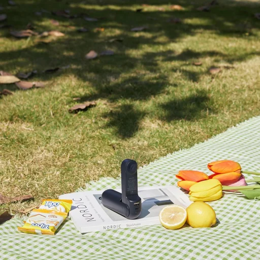 Jisulife Kézi Ventilátor Life8 Mini Hordozható USB Ventilátor Power Bankkal és Zseblámpával - Kék - 5