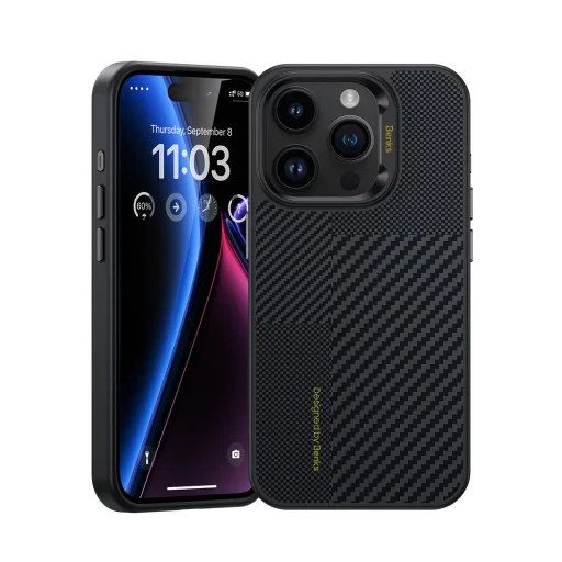  iPhone 15 Pro Max Fekete Benks Montage Magnetic Armor Pro Kevlar tok fém kerettel 600D+1500D (MA62) - 1