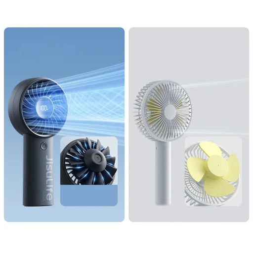 Jisulife Kézi Ventilátor Life4 5000mAh Hordozható USB Ventilátor - Fekete - 12