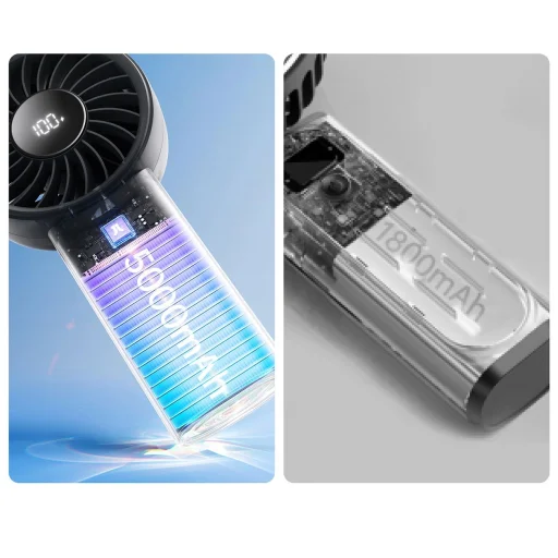 Jisulife Kézi Ventilátor Life4 5000mAh Hordozható USB Ventilátor - Fekete - 13