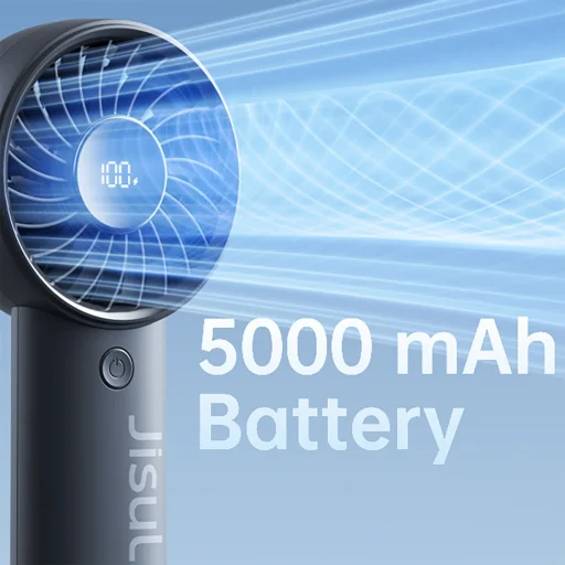 Jisulife Kézi Ventilátor Life4 5000mAh Hordozható USB Ventilátor - Fekete - 6