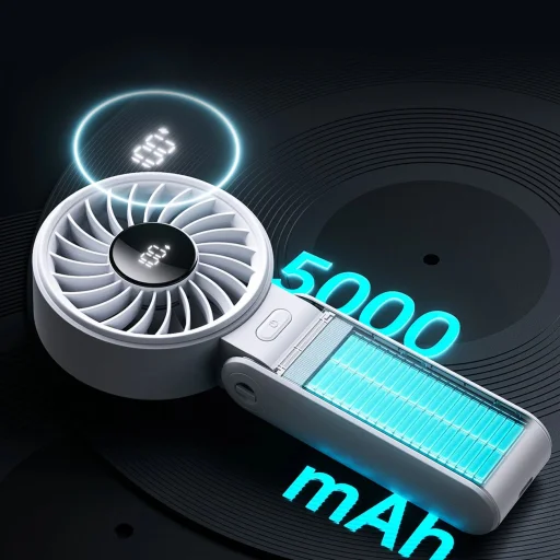 Jisulife Kézi Ventilátor Life7 5000mAh Hordozható USB Ventilátor - Szürke - 14