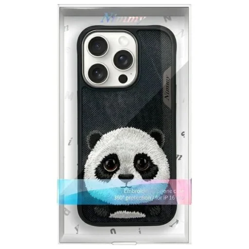 Nimmy Nagyszemű Állatka 2.0 Panda tok iPhone 16 Pro Max - fekete - 9