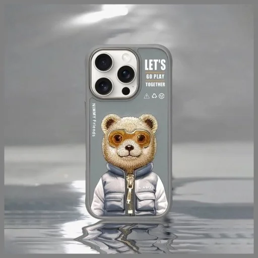 Nimmy Cool&amp;Cute 2.0 Bear tok iPhone 16 Pro Max-hoz - Szürke - 8