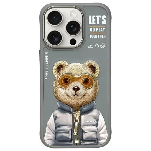 Nimmy Cool&amp;Cute 2.0 Bear tok iPhone 16 Pro Max-hoz - Szürke - 1