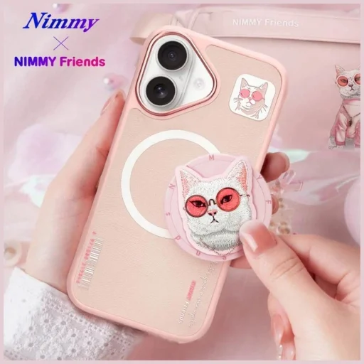 Nimmy Glasses Cool Cat MagSafe tok iPhone 16 - Rózsaszín tok - 16
