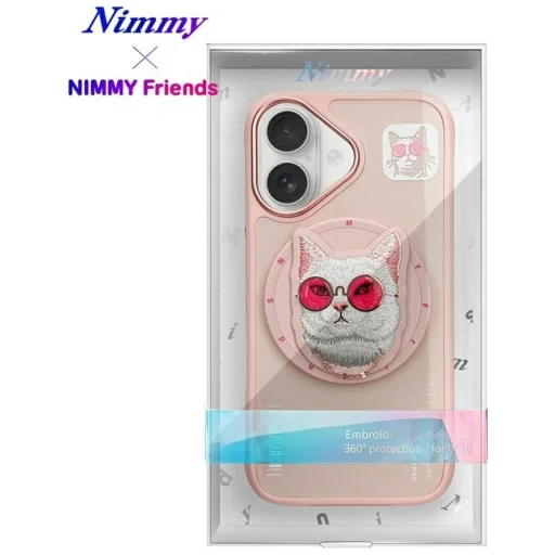 Nimmy Glasses Cool Cat MagSafe tok iPhone 16 - Rózsaszín tok - 17