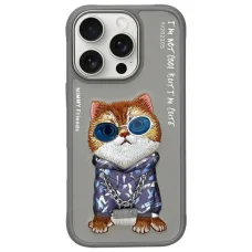 Nimmy Szemüveges Cool Cat tok iPhone 16 Pro Max - Szürke