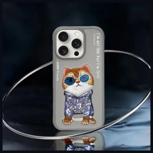 Nimmy Szemüveges Cool Cat tok iPhone 16 Pro Max - Szürke - 8